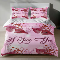 Romantic Linen Bedding Set - I Love You Design 3pcs - Bedding Sets