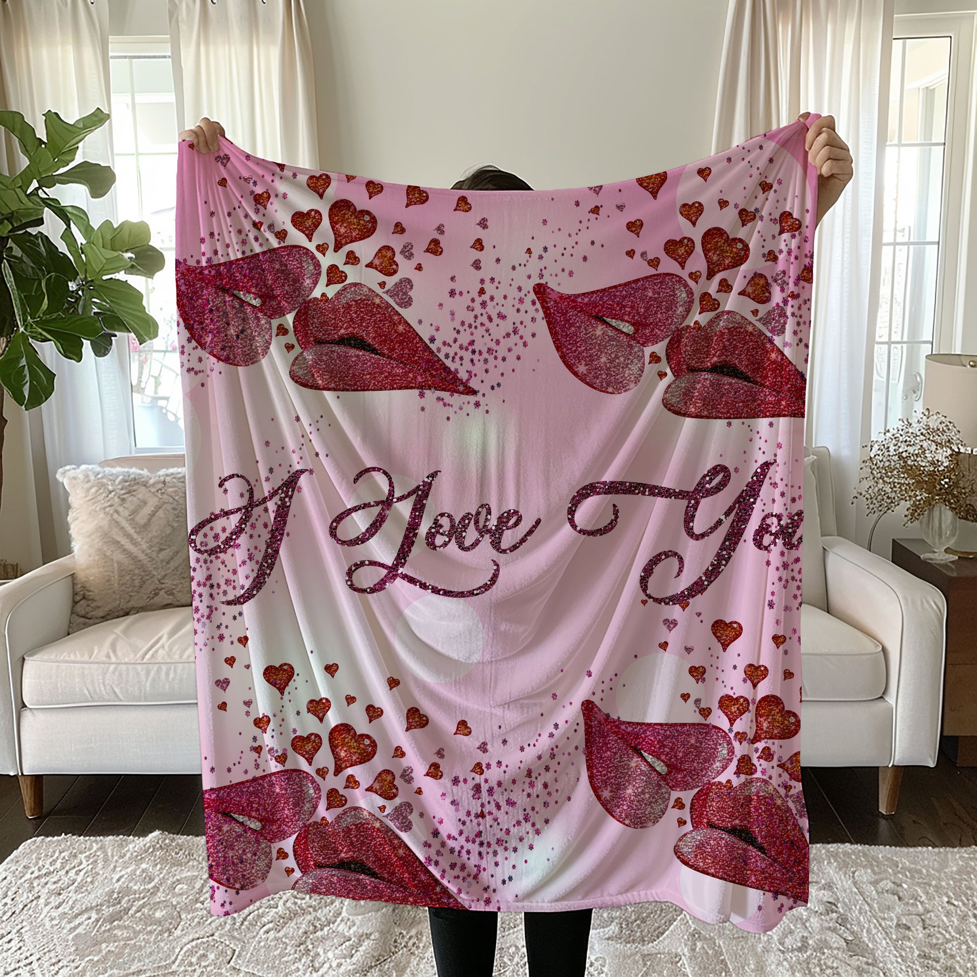 Romantic Linen Bedding Set with I Love You Design and Heart Motifs duvet cover