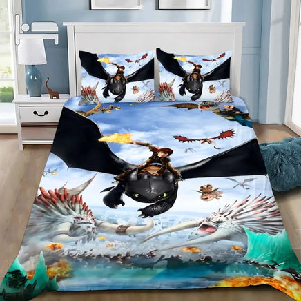How to TrainS Your D-dragons Bedding Set Your D-dragons Duvet Cover Pillowcase Adult Boy Girl Single Twin Full Queen King Size Lusy Store
