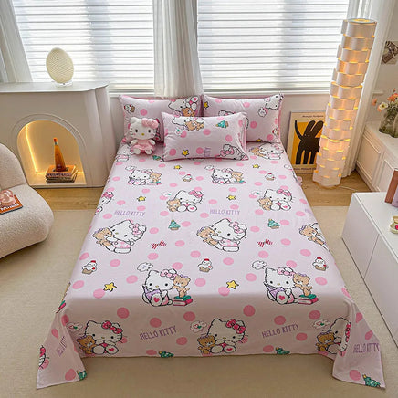 Cartoon Household Goods Anime Figure Bedding Set Hello Kitty Single Bed Sheet without Pillowcase Katie bear