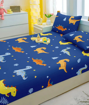 Lusy Store 1 Cartoon Fun Animal Printed Matte Fitted Sheet, Bedroom Printed Bed Cover, Bedding (Excluding Pillowcases) 