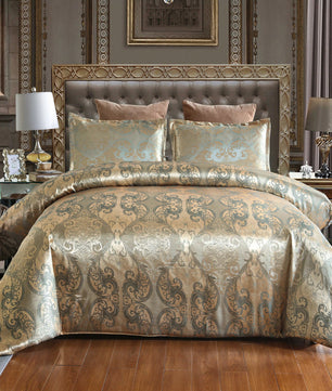 Satin Duvet Cover  Size, Floral Jacquard Satin Duvet Cover Set 3 Piece Luxury Silk Like Bedding Comforter Cover Set Lusy Store