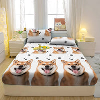 Lusy Store 1 Cartoon Fun Animal Printed Matte Fitted Sheet, Bedroom Printed Bed Cover, Bedding (Excluding Pillowcases) 