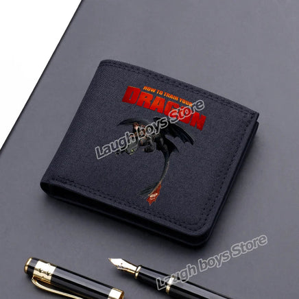 Toothless Canvas Wallet Men Short Folding Purse How To Train Your Dragons Cartoon Card Holder Coin Case Fashion Pocketbook Gift Lusy Store