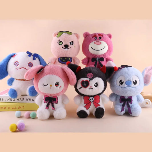 Lusy Store LLC Halloween Plush Toys Anime Stitch Winnie the Pooh Strawberry Bear Soft Gift Plush