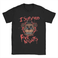 Five Nights T-Shirts for Men At Freddys Novelty Pure Cotton Tee Shirt Round Collar Short Sleeve Plus Size Clothes black