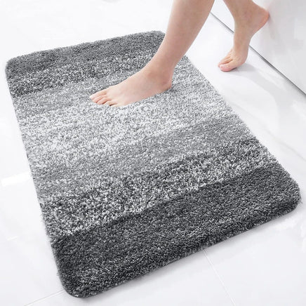 Olanly Luxury Bath Mat Microfiber Absorbent Bathroom Rug Shower Foot Mat Non-Slip Soft Living Room Floor Plush Carpet Decoration Gray
