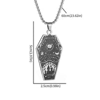 Retro Bat Coffin Castle Badge Stainless Steel Pendant Necklace for Men and Women Punk Halloween Jewelry Gift