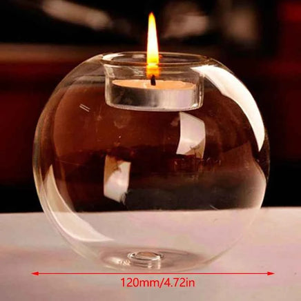 Clear Glass Tea Spot Candle Holder, Hollow Round Light, Living Room Decoration, Wedding Decoration, Home Decoration, 1PC 12cm
