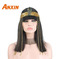 Queens of Egypt Black Wigs for Women With Snake Accessories Party Synthetic Halloween Costumes Cosplay Wigs Manufacturer 1 14inches