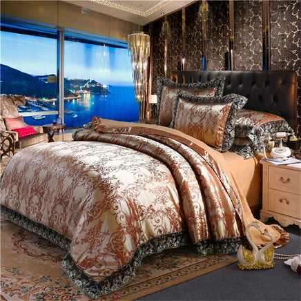 Nordic Satin Jacquard Duvet Cover Set Luxury Flower Bedding Set Adlut Quilt Cover Pillowcases Sheet Twin Queen King Home Texiles Lusy Store