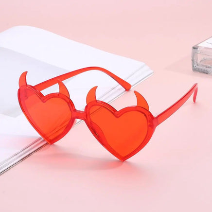 Devil Ears Heart Shape Sunglasses for Women Men Trendy UV Protection Sun Glasses Novel Party Halloween Cosplay Glasses