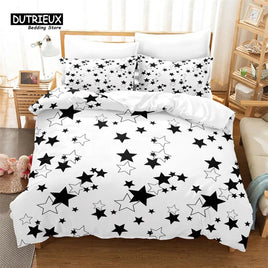 Stars Duvet Cover Set, Fashion Bedding Set, Soft Comfortable Breathable Duvet Cover, For Bedroom Guest Room Decor White