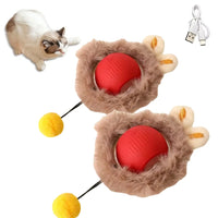 Interactive Cat Ball with Faux Tail, Automatic Rolling & Rechargeable, Smart Electric Mouse Toy for Dogs & Cats 2PC Red Plush