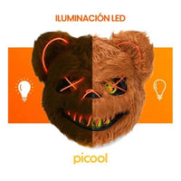 Horror Bloody Rabbit Bear Mask Halloween LED Luminous Animal Simulation Fur Mask Cosplay Masquerade Party Costume Decoration