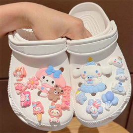 Sanrio Hello Kitty Kuromi Cinnamoroll Sneakers Buckle Set Melody LED Decorations Accessories for Slides Sandals Clogs Gifts
