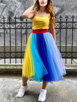 Rainbow Tutu Skirts For Women Layered Tulle Petticoat Underskirt Birthday Party Skirt Girls Colorful Halloween Costumes