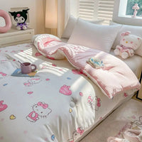 Sanrio Kawaii Hello Kitty Kuromi My melody Pochacco Cinnamoroll Cute Anime Quilt Kawaii Student Dormitory Quilt Set Holiday Gift Lusy Store