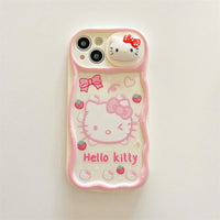 Pink Hello Kitty Sanrio Push Window Lens Phone Case for iPhone 11-16 Pro Max Pink