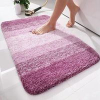 Olanly Luxury Bath Mat Microfiber Absorbent Bathroom Rug Shower Foot Mat Non-Slip Soft Living Room Floor Plush Carpet Decoration Purple