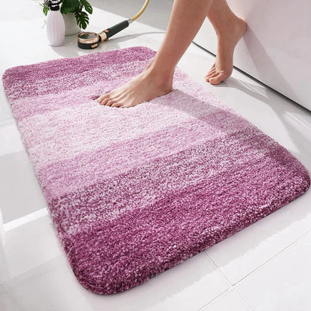 Olanly Luxury Bath Mat Microfiber Absorbent Bathroom Rug Shower Foot Mat Non-Slip Soft Living Room Floor Plush Carpet Decoration Purple