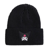 Hello Kitty Beanie Hat Women Cute Cartoon Cinnamoroll Melody Kuromi Winter Knitted Cap Kuromi Black 54cm-58cm