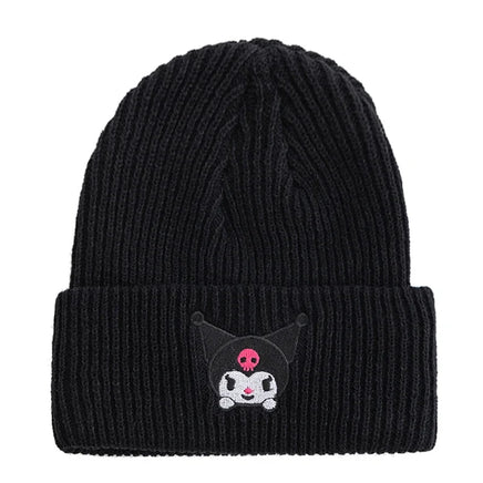Hello Kitty Beanie Hat Women Cute Cartoon Cinnamoroll Melody Kuromi Winter Knitted Cap Kuromi Black 54cm-58cm