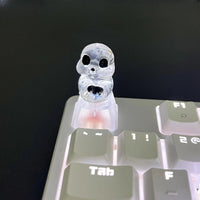 1Pcs Cute Halloween Skeleton Ghost Key caps Cross Axis Mechanical Keyboard Accessories Skeleton Ghost