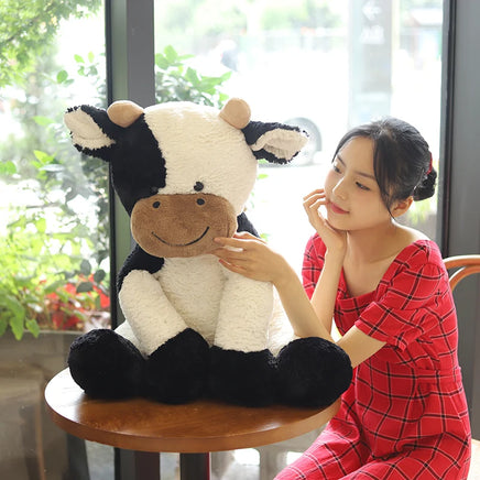 Lusy Store LLC Sitting Milk Cow Year Plush Toys Lifelike Stuffed Animal Doll Cute Appease Cattle For Children Kids Christmas Gift Plush