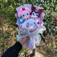 Kuromi My Melody Cinnamoroll Hello Kitty Plush Bouquet Woman Valentine's Day Girls Christmas Gifts Cartoon Bouquet-26