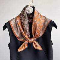 Lusy Store 27.56&quot; Paisley Print Small Square Scarf Simulated Silk Thin Neck Scarf Mature Style Sunscreen Headscarf For Women 