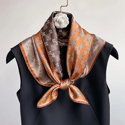 Lusy Store 27.56&quot; Paisley Print Small Square Scarf Simulated Silk Thin Neck Scarf Mature Style Sunscreen Headscarf For Women 