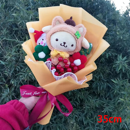 Kuromi My Melody Cinnamoroll Hello Kitty Plush Bouquet Woman Valentine's Day Girls Christmas Gifts Cartoon Bouquet-16