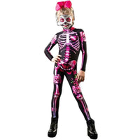 Girls Ghost Bride Gothic Rose Skeleton Scary Halloween Cosplay Costume Dress Role Play Carnival Children Party Outfit