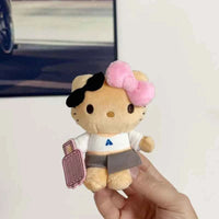 Sanrio Suitcase Black Leather Hello Kitty Cute Plush Toy Pendant Kawaii Backpack Accessories Keychain Holiday Gift