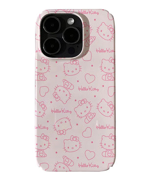Lusy Store Cute Cartoon Hello Kitty Phone Case for IPhone 16 15 14 13 12 11 Pro Max XS XR XSMax 6 7 8 Plus Glossy HD Hard PC Cover 