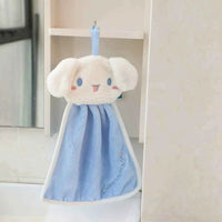 Cute Cartoon Kuromi Cinnamoroll Coral Velvet Hanging Kitchen Bathroom Children's Absorbent Hand Towel Square Towel E-Long style