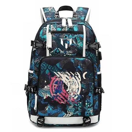 Messi C Ronaldo football bag star around high school students male and female large capacity backpack can be customized Colour blue 2 15 inches