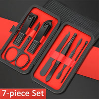 7/10/12/18/20/24PCS Set Professional Manicure Set Kits Stainless Steel Fingernail Toenail Clippers Set with Leather Portable Lusy Store