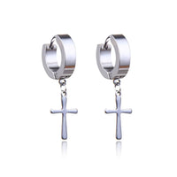 2-14pcs Stainless Steel Punk Dangle Hoop Piercing Earrings with 2Pairs Fairy Elf Ears for Women Men Halloween Cosplay Photo Prop 2pcs Silver D