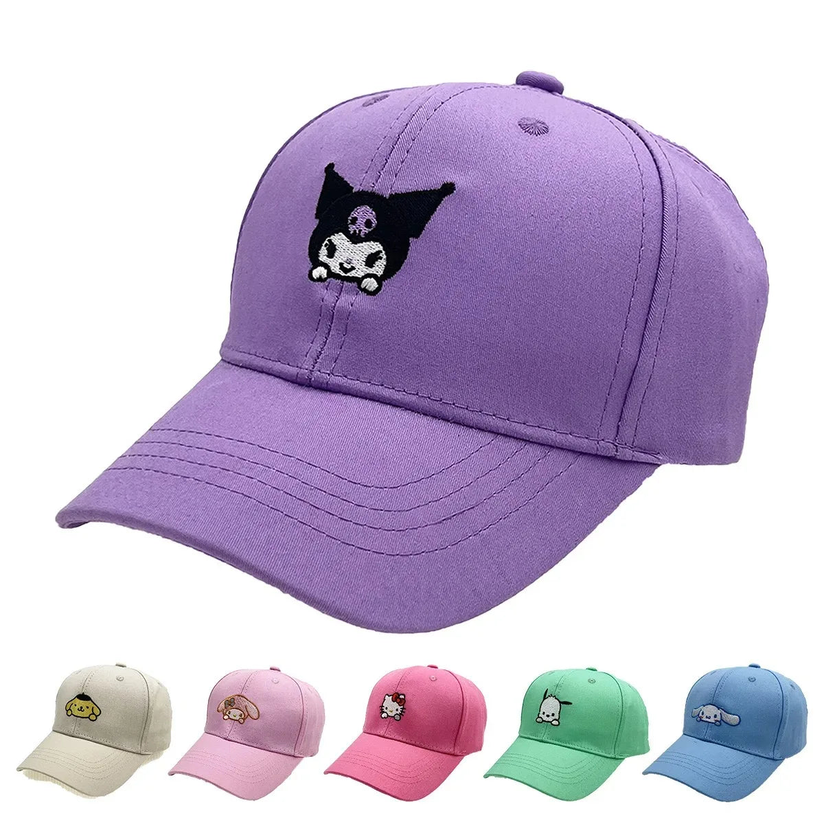 Lusy Store LLC Hello Kitty Kuromi Snapback Cap Cinnamoroll Cotton Baseball Cap For Child Hip Hop Hat