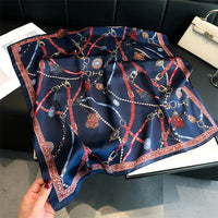 2024 Spring/Summer Breathable Chain Print Neckerchief Fashion 70*70cm Square Scarf Women’s Classical Imitation Silk Bandannas Lusy Store
