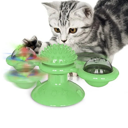 Interactive Cat Windmill Toy, Cat Puzzle Turntable with Brushing Teeth Function, Pet Toy for Kittens