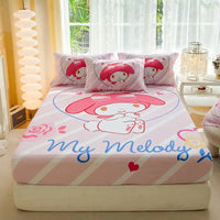 Hello Kitty Fitted Sheet Bed Cover Nonslip Mattress Cover Soft Bedding Brushed Protector E