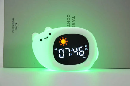 Night Light Clock Cat Baby Sleeping Training Musical Alarm Clock Led Night Table Light Children Sleep Training G