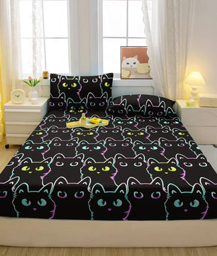 Lusy Store 1 Cartoon Fun Animal Printed Matte Fitted Sheet, Bedroom Printed Bed Cover, Bedding (Excluding Pillowcases) 