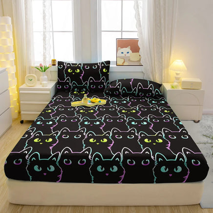 Lusy Store 1 Cartoon Fun Animal Printed Matte Fitted Sheet, Bedroom Printed Bed Cover, Bedding (Excluding Pillowcases) 