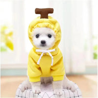 Cute Dog Hoodie Pet Fruit Clothes Funny Dog Cat Coats with Hat Halloween Cosplay Costume Dogs Hooded Sweatshirt for Puppies Cat Yellow