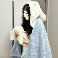 Cartoon Cute Cinnamoroll Kuromi My Melody Blanket Hooded Poncho Blanket Office Student Nap Blanket Air Conditioning Blanket Gift