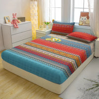 Lusy Store 1 Simple Modern Striped Printed Matte Fitted Sheet, Bedroom Printed Bed Cover, Bedding (Excluding Pillowcases) 